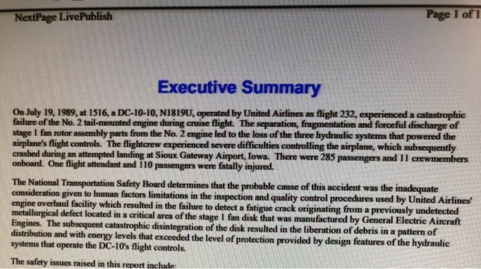 Q: Discuss actions the crew of UAL 232 took for