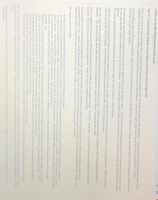 Part 1: A report from Chapter 9 and Charts and