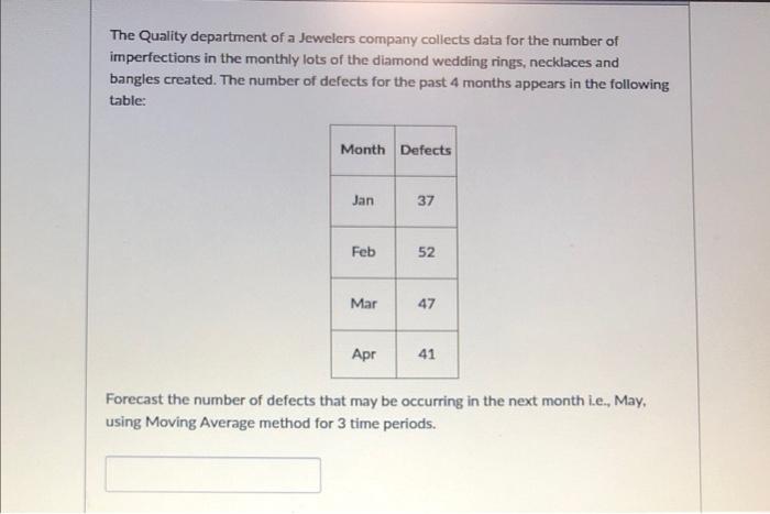 The Quality department of a Jewelers company