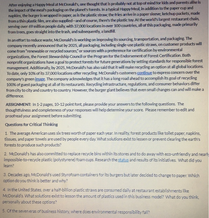 After enjoying a Happy Meal at McDonald's, one