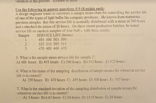 variation in the process E) OL LICS Use the