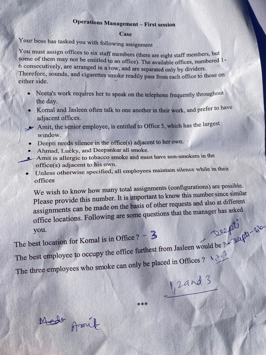 Operations Management - First session Case Your