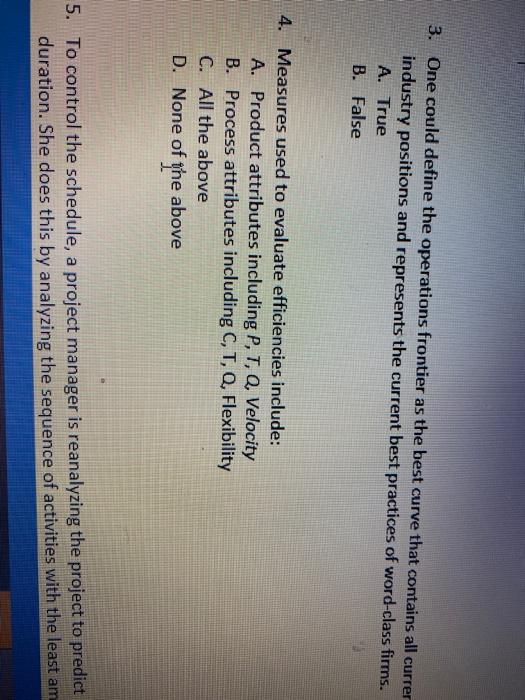 3. One could define the operations frontier as