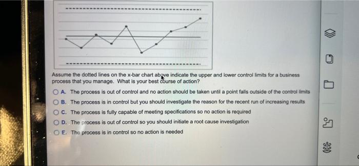 Assume the dotted lines on the x-bar chart abyve
