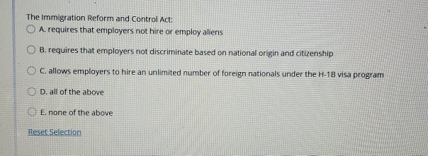The Immigration Reform and Control Act: O A.