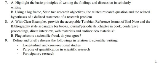 research Methodology 7. A. Highlight the basic