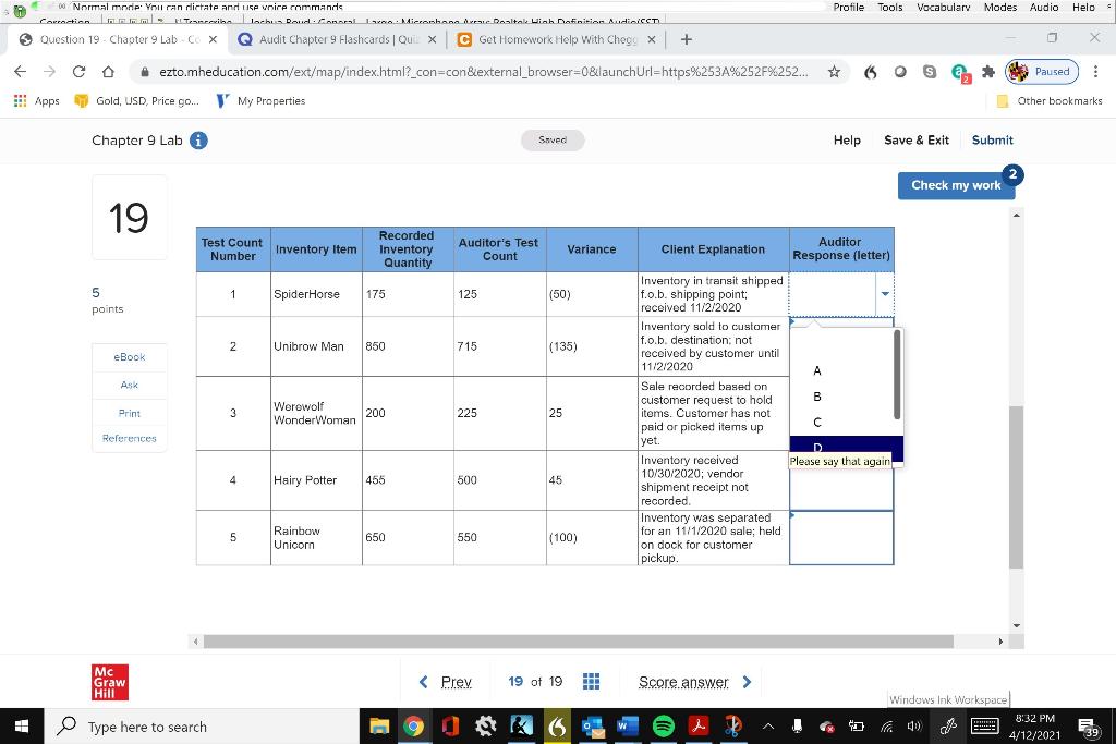 Please match the appropriate test account number