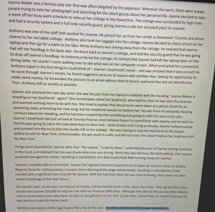 Joanne Bieber was a famous pop star that was