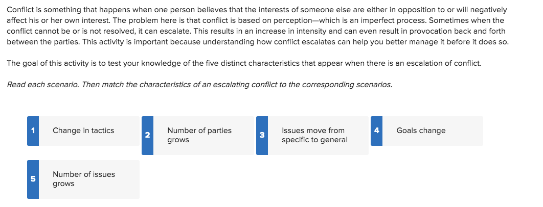 Conflict is something that happens when one