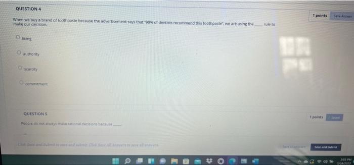 QUESTION 4 1 points Seven When we buy a brand of