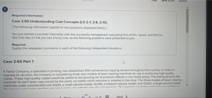 Save & Exi Required information Case 2-60