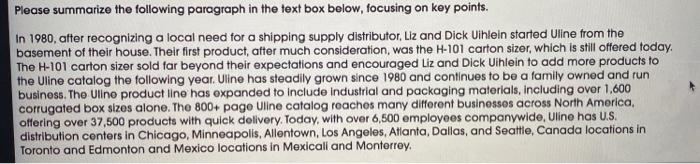 Please summarize the following paragraph in the