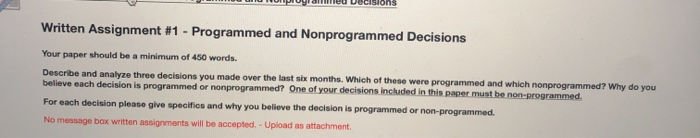 d u LOCISTONS Written Assignment #1 - Programmed