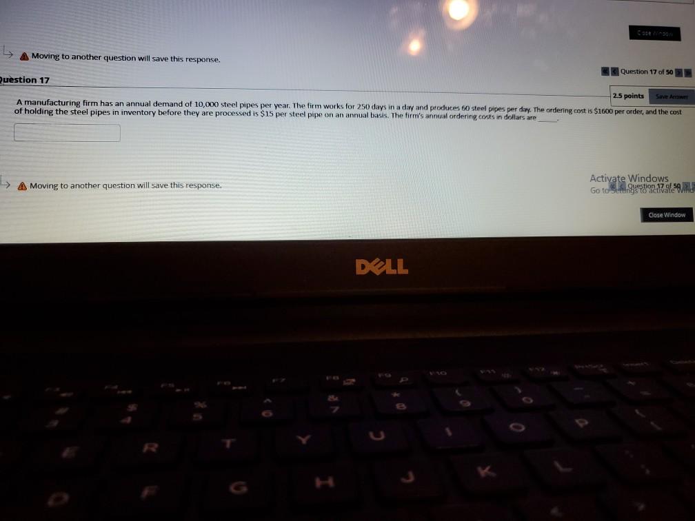 Moving to another question will save this