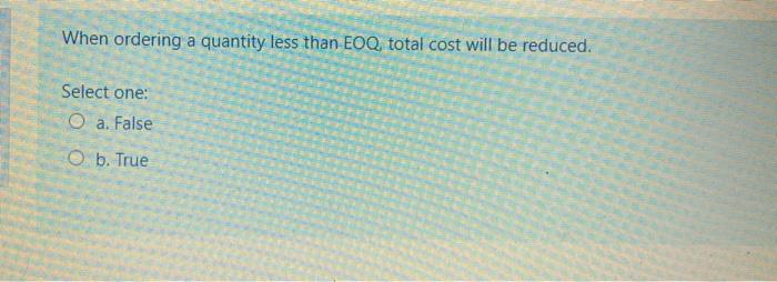 Question 1 Which of the following statements