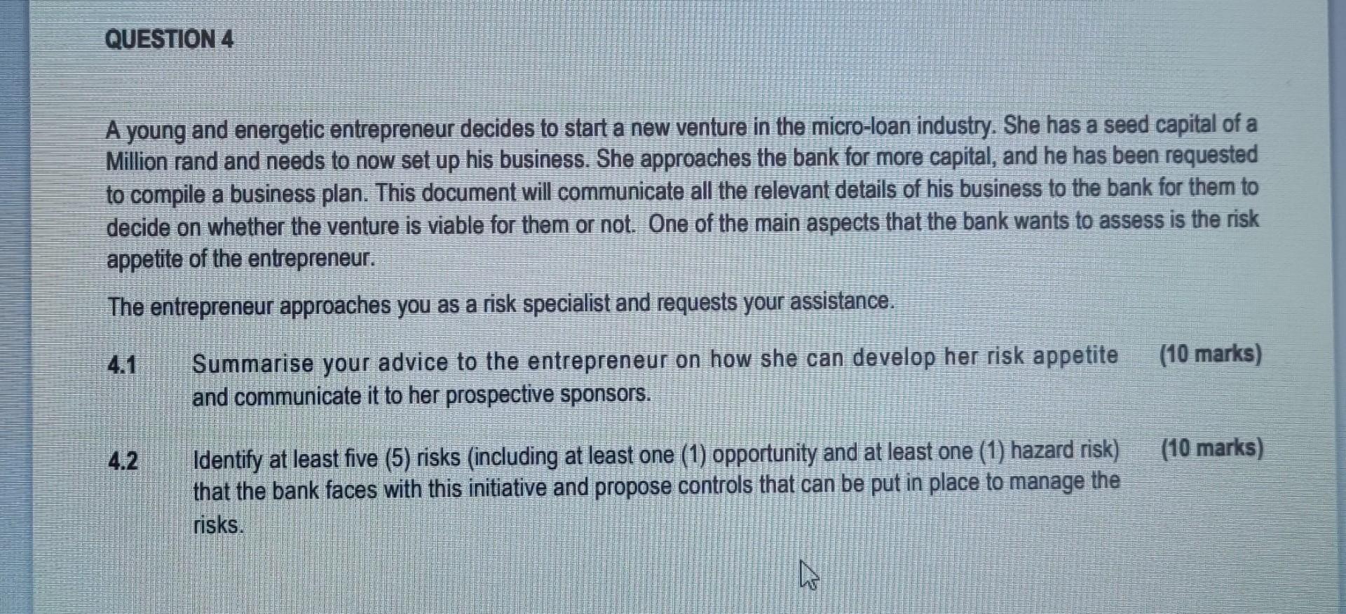 Risk Management Framework and Measuring QUESTION
