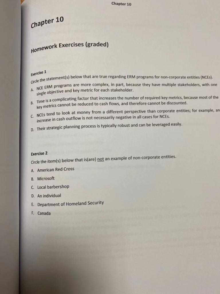 Chapter 10 Chapter 10 Homework Exercises (graded)