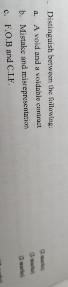 1. Distinguish between the following: a. A void