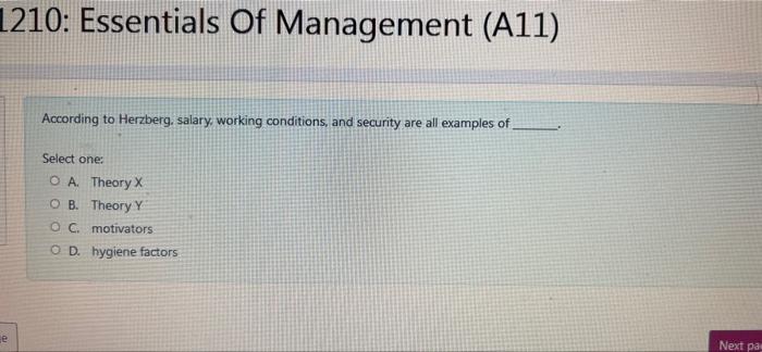 1210: Essentials Of Management (A11) According to