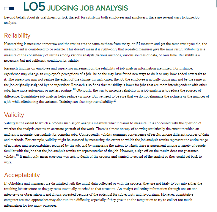 Base on the reading, job analysis has been