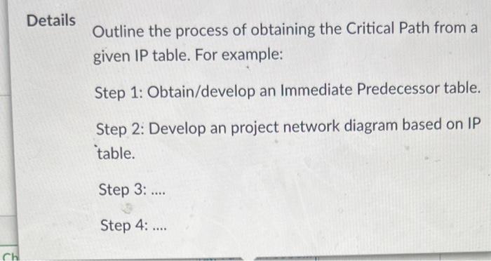 Continue outlining the process (briefly) Continue