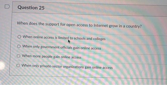 Question 25 When does the support for open access