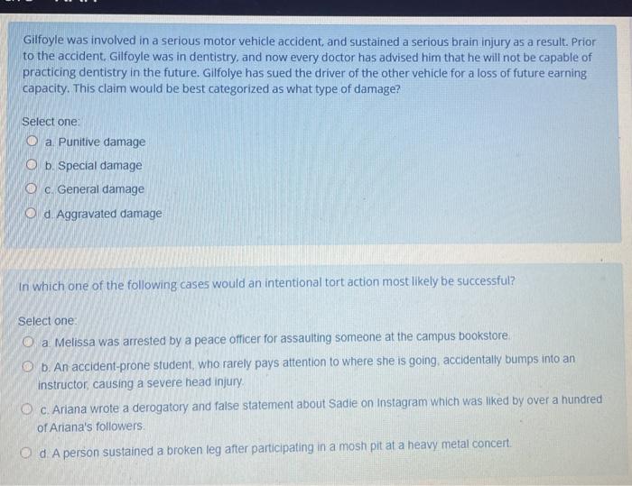 Gilfoyle was involved in a serious motor vehicle