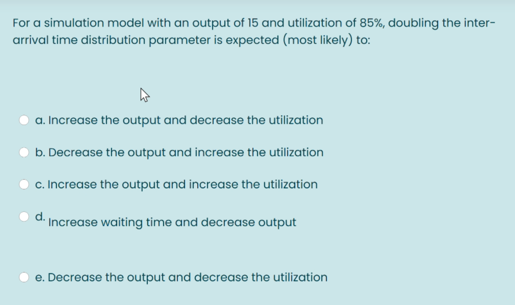 For a simulation model with an output of 15 and