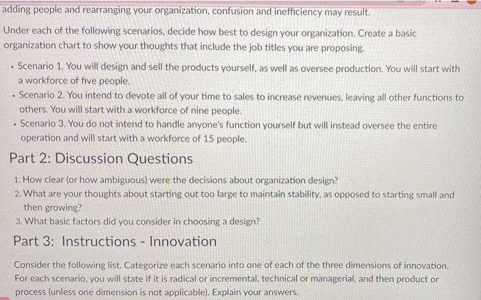 Part 1: Instructions - Organizational Chart