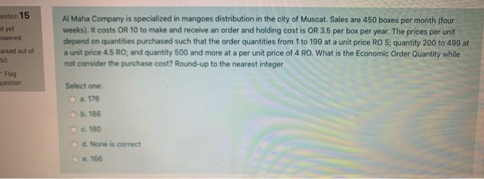 estion 15 ot yet swered arked out of 50 Al Maha