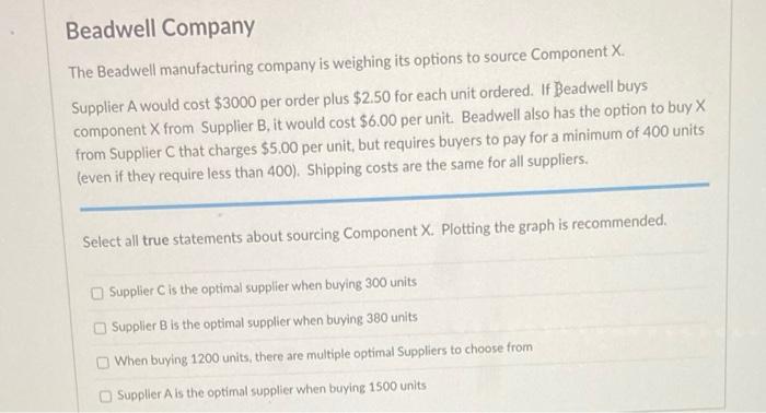 Please help questions 1-4, Thank you! Beadwell