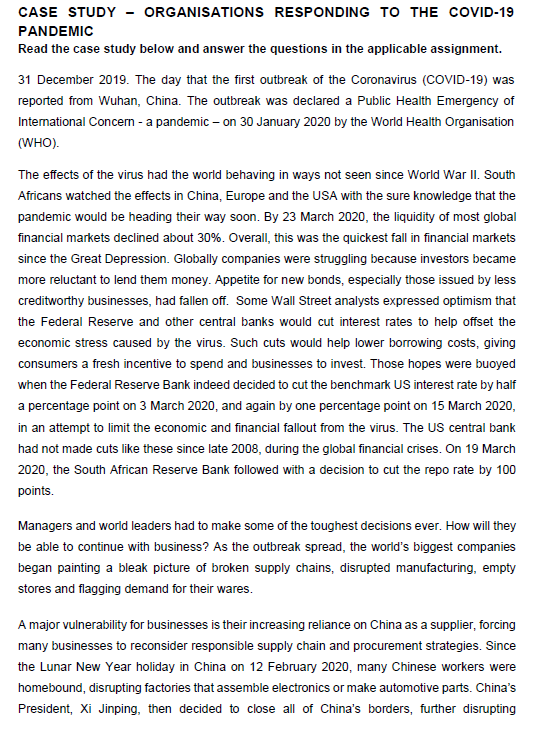 CASE STUDY - ORGANISATIONS RESPONDING TO THE