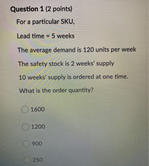 Please answer 1 to 5 Materials Management