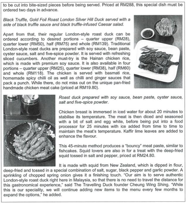 1. Article 2 appears in the Eating Out Section in