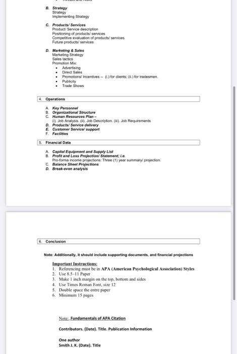 Project Make a business plan Students in a group)