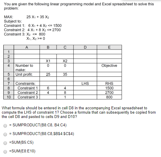 You are given the following linear programming