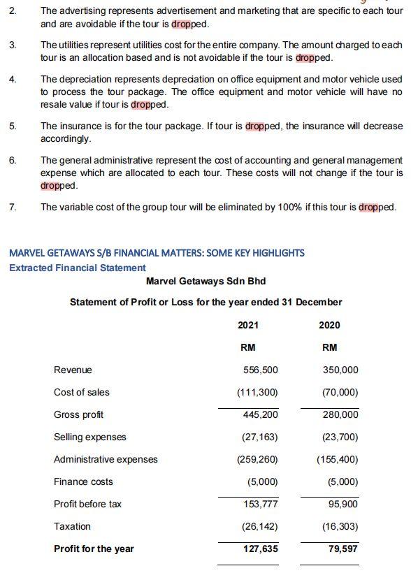 Advise Marvel Getaways whether they should drop