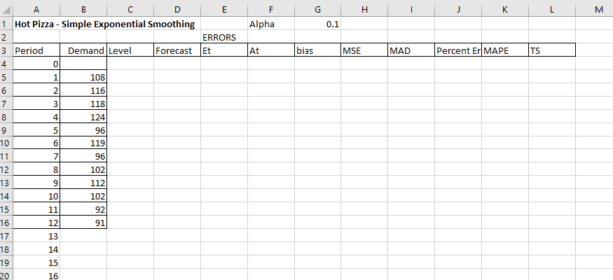 A B D E F G H H | J K L M Alpha 0.1 C 1 Hot Pizza