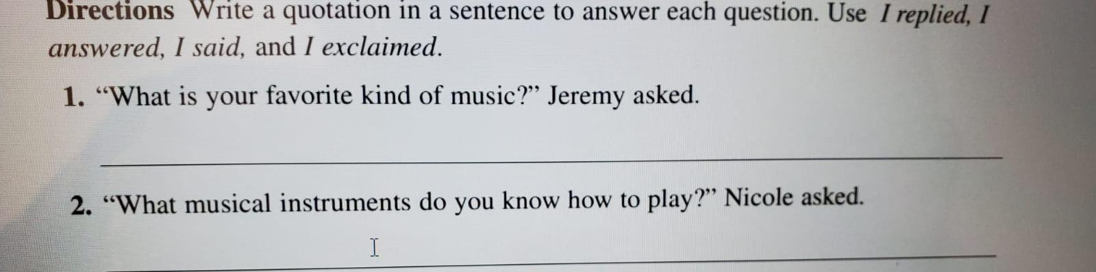 Directions Imagine a conversation you might have