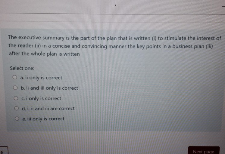 The Executive summary is the part of the The