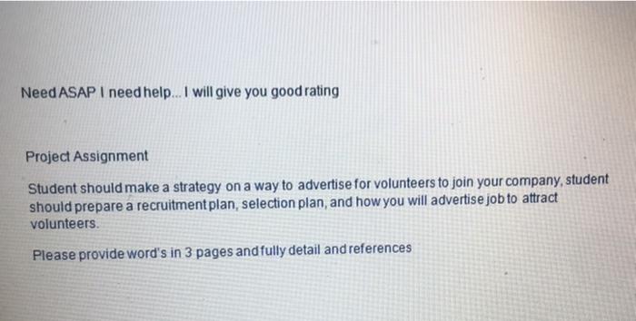 Need ASAP I need help... I will give you good