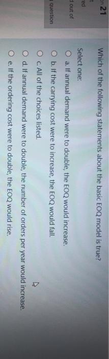 on 21 Which of the following statements about the