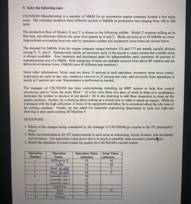 V. Solve the following case: CSUNSOM