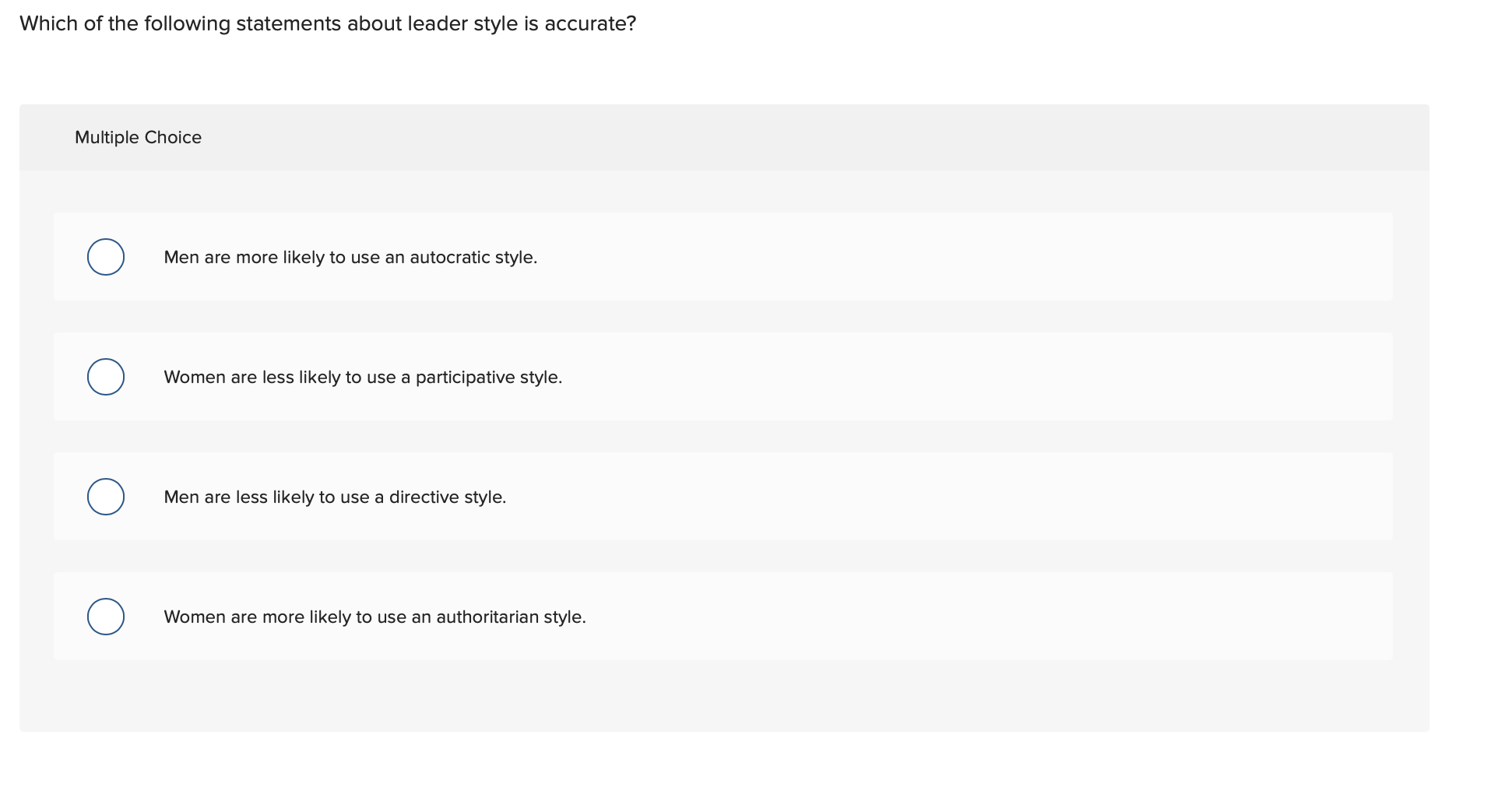 Which of the following statements about leader