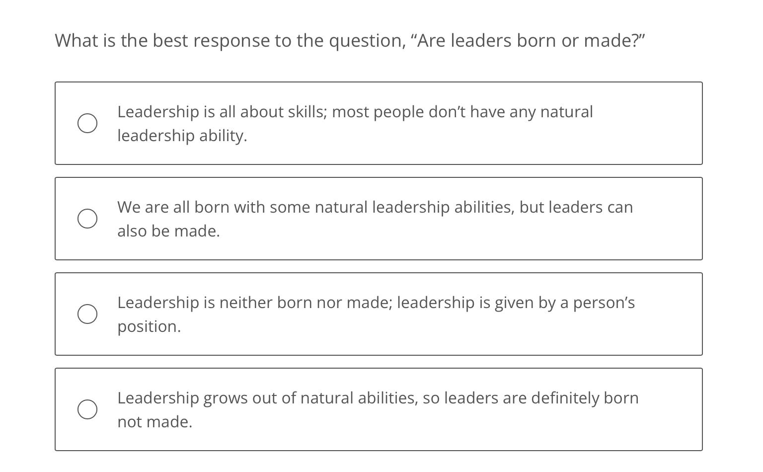 What is the best response to the question, Are