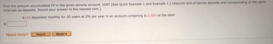 Find the amount accumulated FV in the given