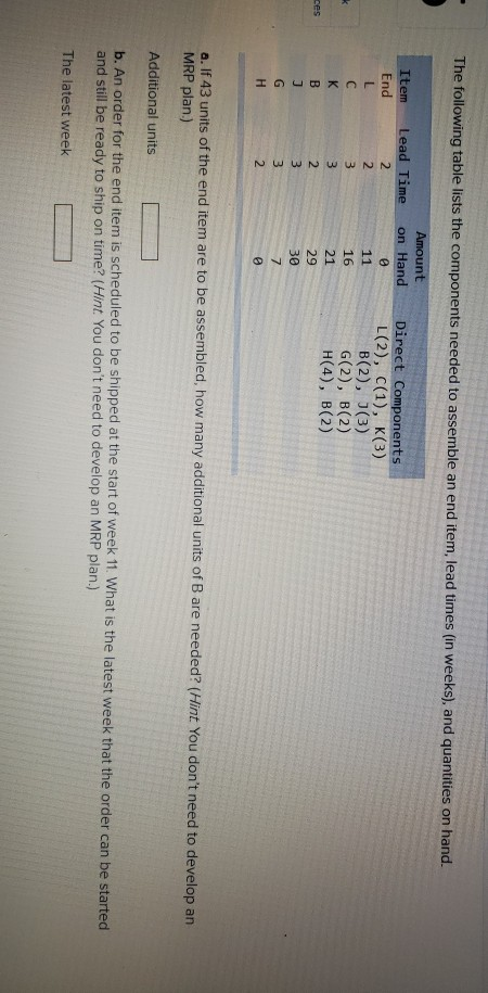 please label answers, Thanks!! The following