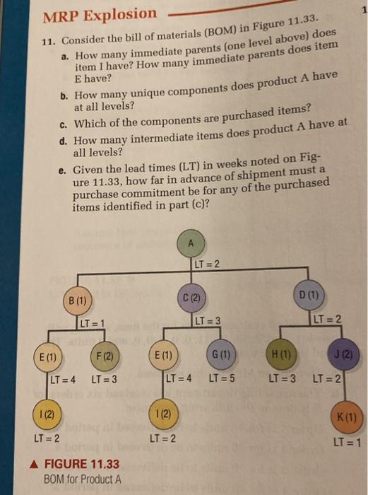 MRP Explosion 11. Consider the bill of materials