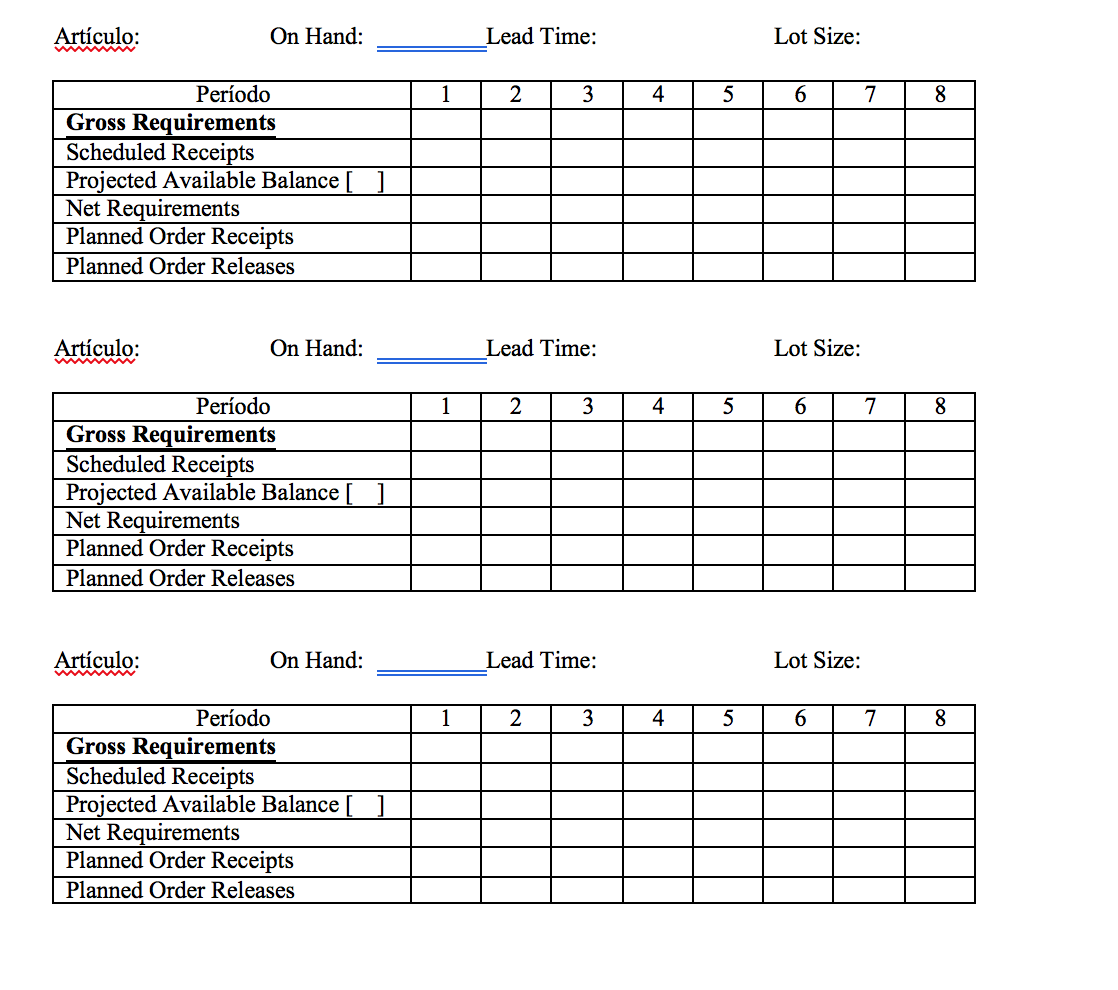 Problemas: 1. Utilizando la siguiente informacin