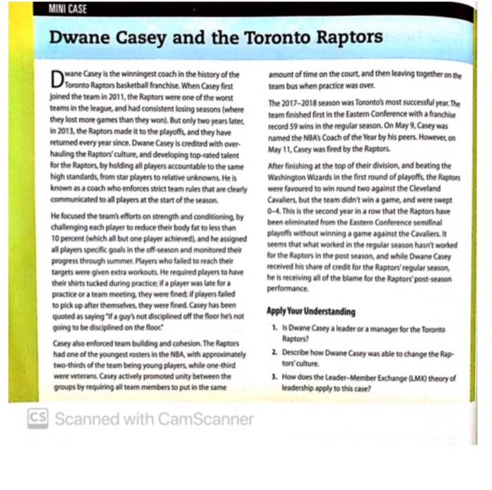 case study MINI CASE Dwane Casey and the Toronto